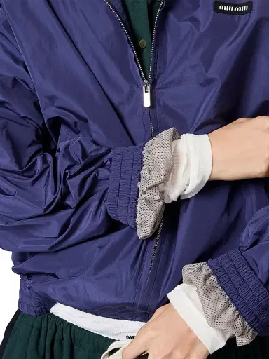 Miu Miu Women's Technical Poplin Blouson Jacket - Blue | Thumbnail 5
