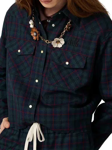 Miu Miu Women's Plaid Shirt - Blue - Size 8 | Thumbnail 5 Miu Miu Women's Plaid Shirt - Blue - Size 8 | Thumbnail 5