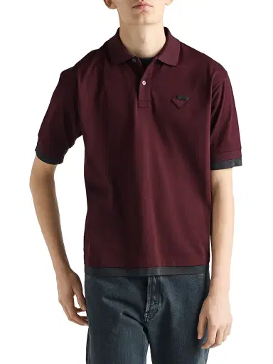 Prada Men's Cotton Polo Shirt - Dark Red - Size XL | Thumbnail 3 Prada Men's Cotton Polo Shirt - Dark Red - Size XL | Thumbnail 3