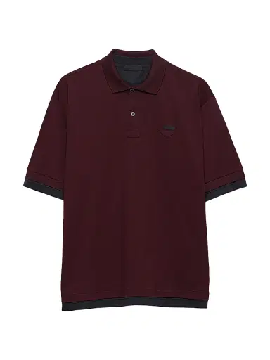 Prada Men's Cotton Polo Shirt - Dark Red - Size XL | Thumbnail 1 Prada Men's Cotton Polo Shirt - Dark Red - Size XL | Thumbnail 1