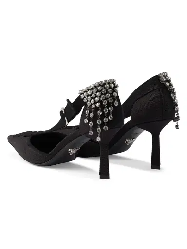Prada Women's Canvas Pumps with Crystals - Black | Thumbnail 3 Prada Women's Canvas Pumps with Crystals - Black | Thumbnail 3