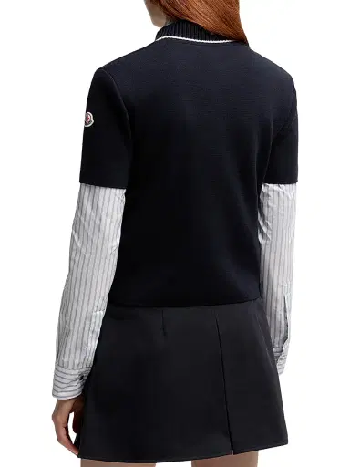 Moncler Women's Polo Shirt in Cotton - Navy Blue | Thumbnail 3