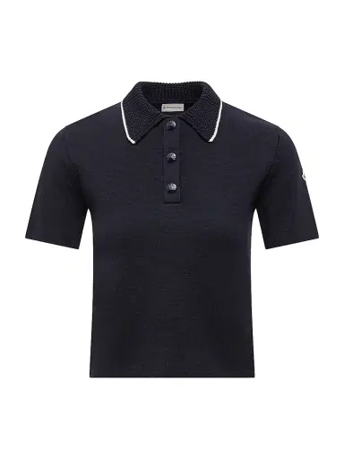 Moncler Women's Polo Shirt in Cotton - Navy Blue | Thumbnail 1