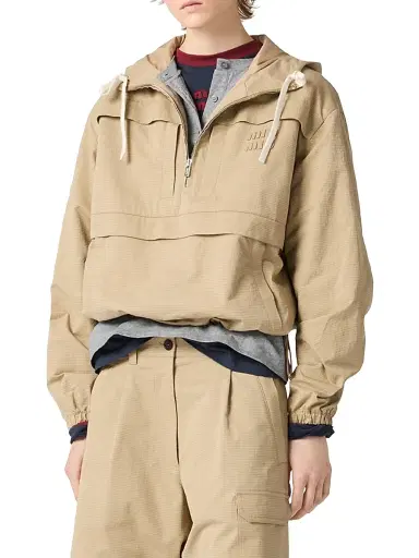 Miu Miu Women's Ripstop Blouson Jacket - Beige Khaki - Size 2 | Thumbnail 2 Miu Miu Women's Ripstop Blouson Jacket - Beige Khaki - Size 2 | Thumbnail 2