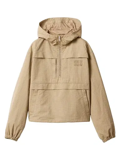 Miu Miu Women's Ripstop Blouson Jacket - Beige Khaki - Size 2 | Thumbnail 1 Miu Miu Women's Ripstop Blouson Jacket - Beige Khaki - Size 2 | Thumbnail 1