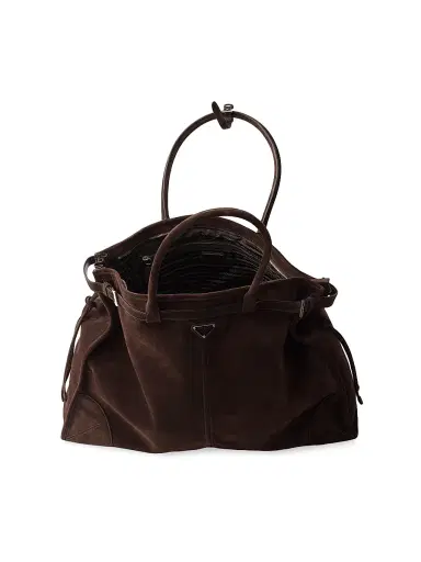 Prada Men's Suede Tote Bag - Dark Brown | Thumbnail 4 Prada Men's Suede Tote Bag - Dark Brown | Thumbnail 4