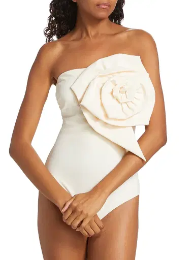 Chiara Boni La Petite Robe Women's Cotefta Strapless One-Piece Swimsuit - Cream - Size 6 | Thumbnail 3