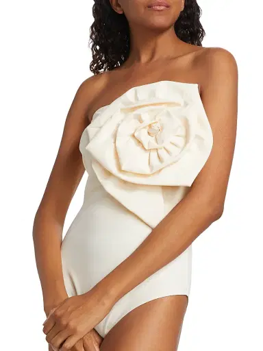 Chiara Boni La Petite Robe Women's Cotefta Strapless One-Piece Swimsuit - Cream - Size 6 | Thumbnail 7