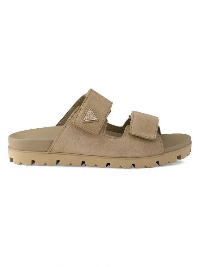 Men's Suede Band Sandals - Beige Khaki