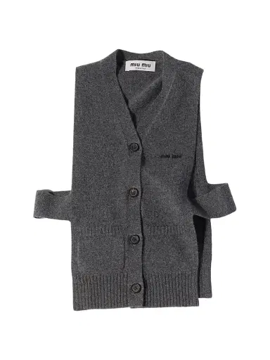 Miu Miu Women's Cashmere Cardigan Vest - Grey - Size 4 | Thumbnail 1