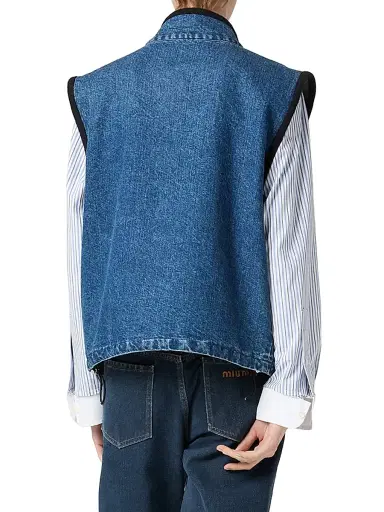 Miu Miu Women's Cashmere Denim Blouson Vest - Blue - Size 6 | Thumbnail 3 Miu Miu Women's Cashmere Denim Blouson Vest - Blue - Size 6 | Thumbnail 3