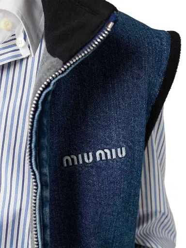Miu Miu Women's Cashmere Denim Blouson Vest - Blue - Size 6 | Thumbnail 4 Miu Miu Women's Cashmere Denim Blouson Vest - Blue - Size 6 | Thumbnail 4