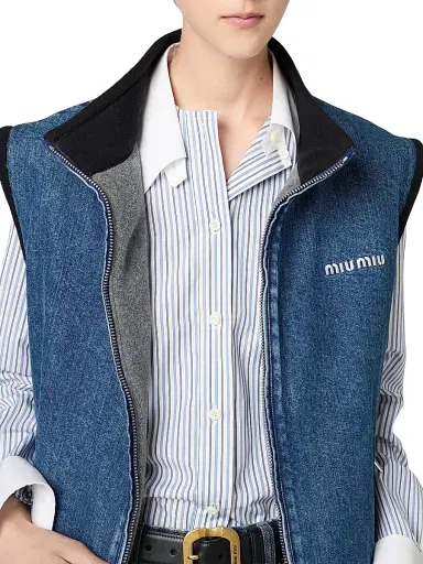 Miu Miu Women's Cashmere Denim Blouson Vest - Blue - Size 6 | Thumbnail 5 Miu Miu Women's Cashmere Denim Blouson Vest - Blue - Size 6 | Thumbnail 5