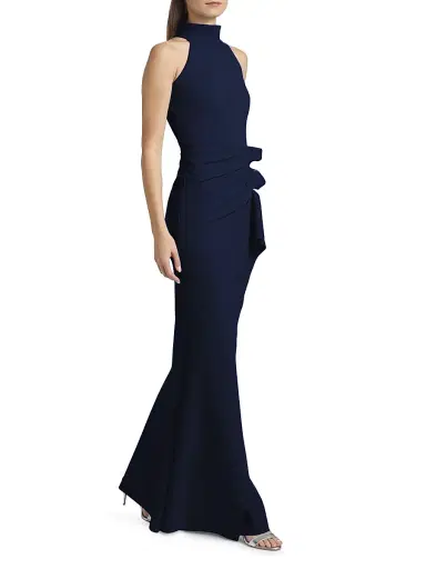 Chiara Boni La Petite Robe Women's Gudrum Halter Ruffle Gown - Blue Notte - Size 18 | Thumbnail 2