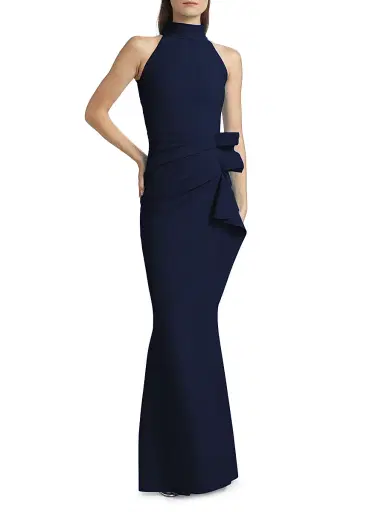 Chiara Boni La Petite Robe Women's Gudrum Halter Ruffle Gown - Blue Notte - Size 18 | Thumbnail 3