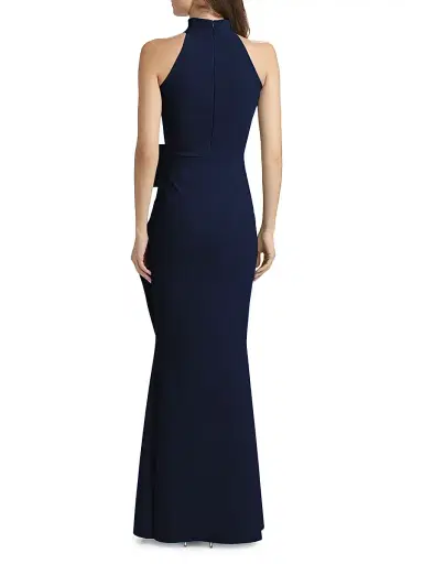 Chiara Boni La Petite Robe Women's Gudrum Halter Ruffle Gown - Blue Notte - Size 18 | Thumbnail 5