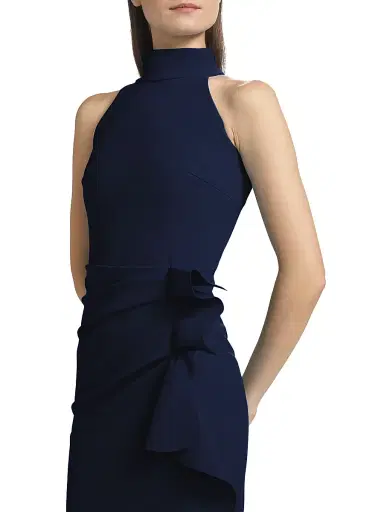 Chiara Boni La Petite Robe Women's Gudrum Halter Ruffle Gown - Blue Notte - Size 18 | Thumbnail 6