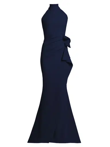 Chiara Boni La Petite Robe Women's Gudrum Halter Ruffle Gown - Blue Notte - Size 18 | Thumbnail 1