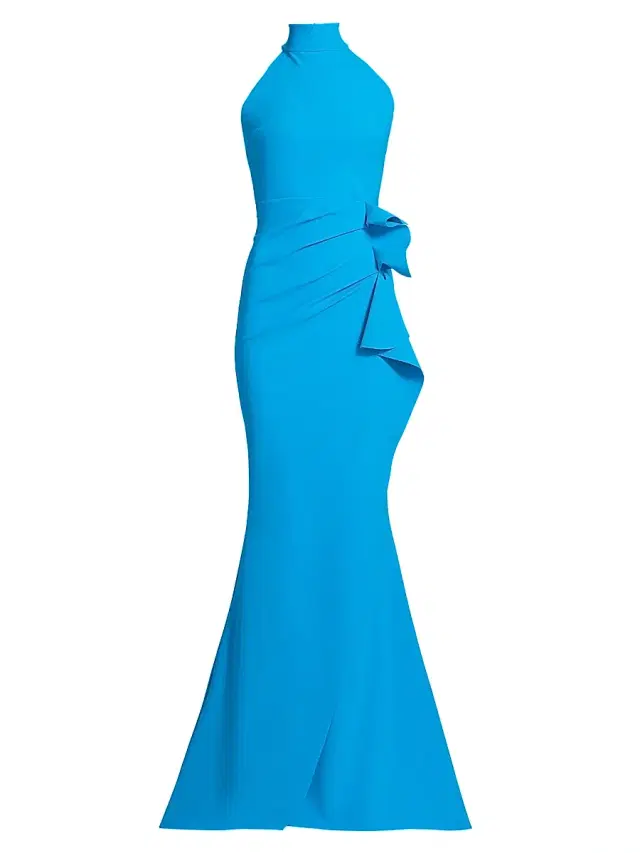 Chiara Boni La Petite Robe Women's Gudrum Halter Ruffle Gown - Catalina Blue