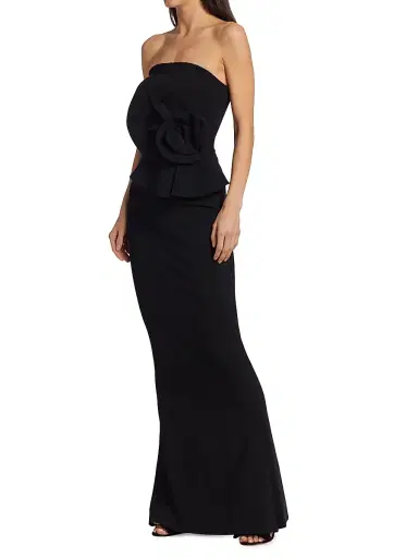 Chiara Boni La Petite Robe Women's Hebe Strapless Ruffle Gown - Black - Size 18 | Thumbnail 2