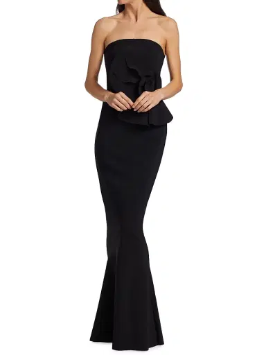Chiara Boni La Petite Robe Women's Hebe Strapless Ruffle Gown - Black - Size 18 | Thumbnail 3