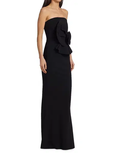 Chiara Boni La Petite Robe Women's Hebe Strapless Ruffle Gown - Black - Size 18 | Thumbnail 4