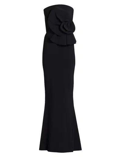 Chiara Boni La Petite Robe Women's Hebe Strapless Ruffle Gown - Black - Size 18 | Thumbnail 1
