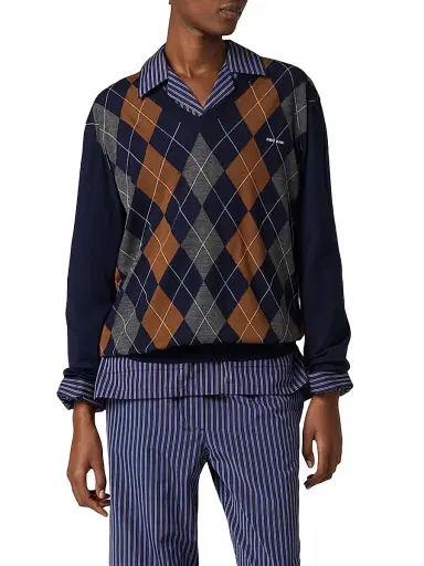 Miu Miu Women's V-Necked Wool Sweater - Blue - Size 4 | Thumbnail 2