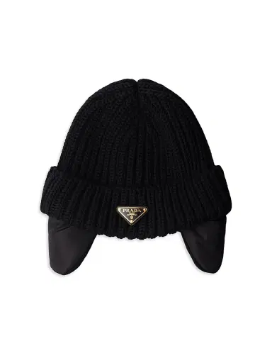 Prada Women's Re-Nylon and Knit Cap - Black - Size Large | Thumbnail 1