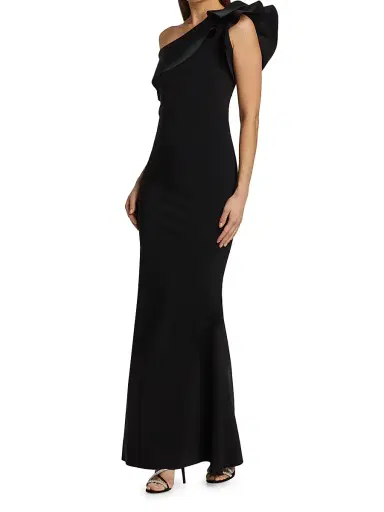 Chiara Boni La Petite Robe Women's Kika Ra Ruffled One-Shoulder Trumpet Gown | Thumbnail 2 Chiara Boni La Petite Robe Women's Kika Ra Ruffled One-Shoulder Trumpet Gown | Thumbnail 2