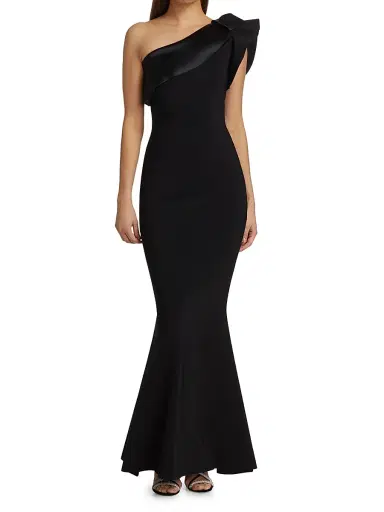 Chiara Boni La Petite Robe Women's Kika Ra Ruffled One-Shoulder Trumpet Gown | Thumbnail 3 Chiara Boni La Petite Robe Women's Kika Ra Ruffled One-Shoulder Trumpet Gown | Thumbnail 3