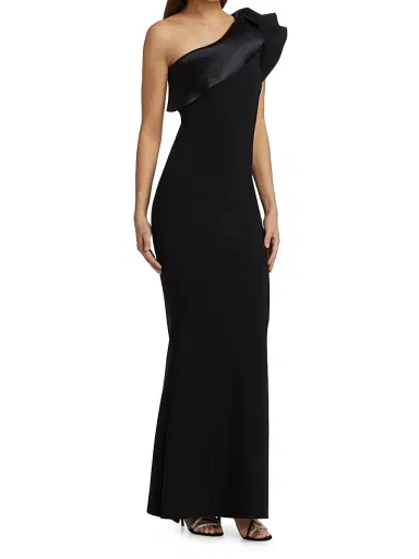 Chiara Boni La Petite Robe Women's Kika Ra Ruffled One-Shoulder Trumpet Gown | Thumbnail 4 Chiara Boni La Petite Robe Women's Kika Ra Ruffled One-Shoulder Trumpet Gown | Thumbnail 4