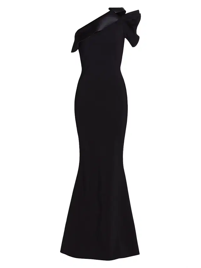 Chiara Boni La Petite Robe Women's Kika Ra Ruffled One-Shoulder Trumpet Gown - Black