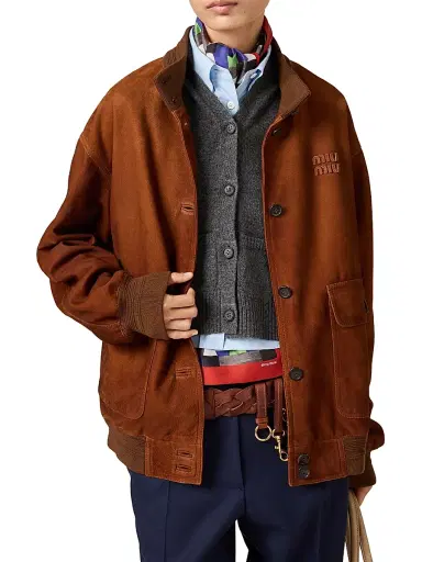 Miu Miu Women's Waxed Suede Jacket - Brown - Size 2 | Thumbnail 2 Miu Miu Women's Waxed Suede Jacket - Brown - Size 2 | Thumbnail 2