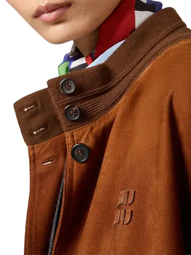 Miu Miu Women's Waxed Suede Jacket - Brown - Size 2 | Thumbnail 4 Miu Miu Women's Waxed Suede Jacket - Brown - Size 2 | Thumbnail 4