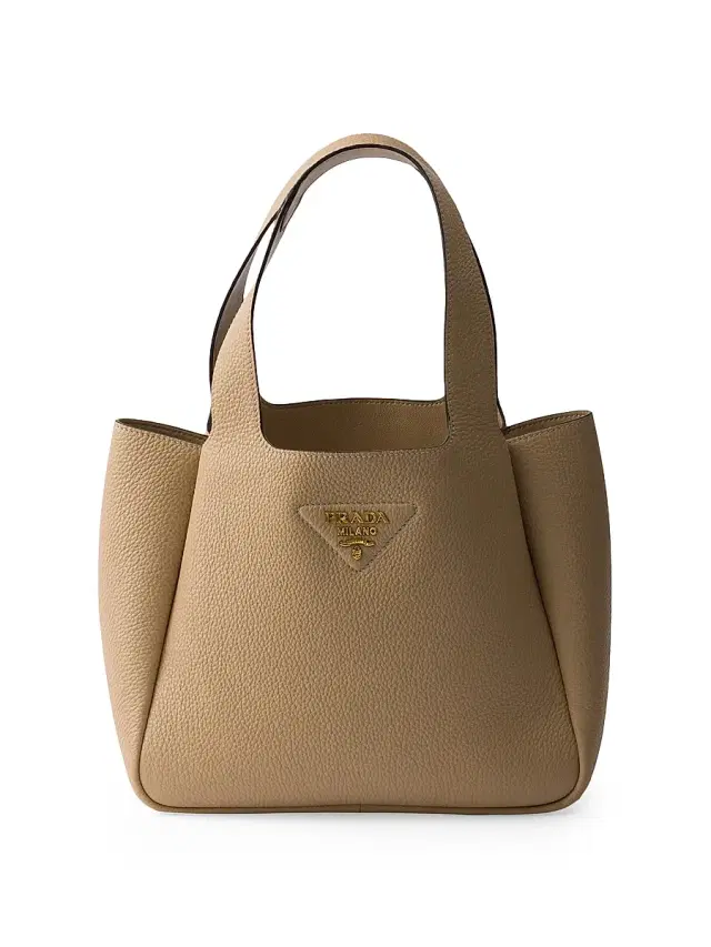 Women's  Leather Tote Bag - Beige Khaki