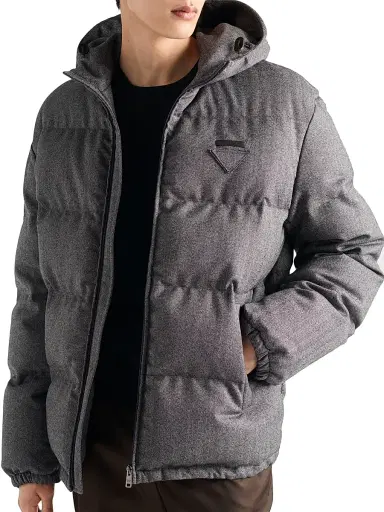 Prada Men's Medium-Weight Wool Down Jacket - Grey | Thumbnail 2 Prada Men's Medium-Weight Wool Down Jacket - Grey | Thumbnail 2