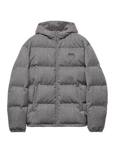 Prada Men's Medium-Weight Wool Down Jacket - Grey | Thumbnail 1 Prada Men's Medium-Weight Wool Down Jacket - Grey | Thumbnail 1
