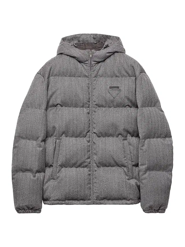 Men's Medium-Weight Wool Down Jacket - Grey