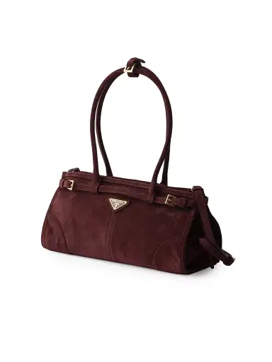 Prada Women's Bonnie Medium Suede Top Handle Bag - Dark Red | Thumbnail 4