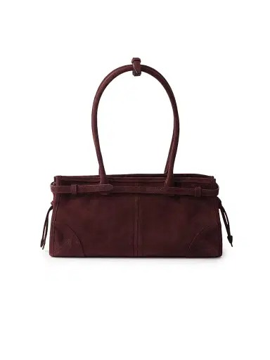 Prada Women's Bonnie Medium Suede Top Handle Bag - Dark Red | Thumbnail 5