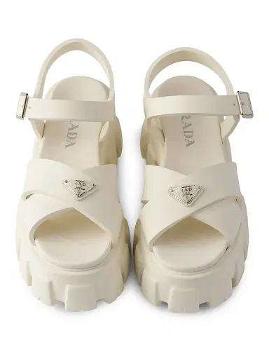 Prada Women's Monolith Rubber Sandals - Beige Khaki | Thumbnail 4 Prada Women's Monolith Rubber Sandals - Beige Khaki | Thumbnail 4