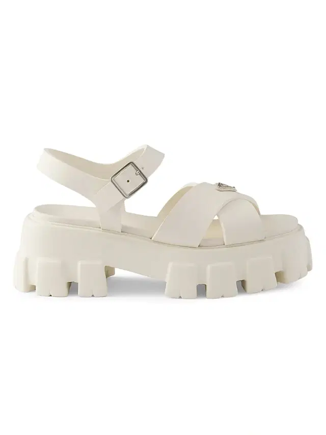 Prada Women's Monolith Rubber Sandals - Beige Khaki