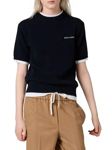 Miu Miu Women's Cashmere Crew-Neck Sweater - Blue - Size 12 | Thumbnail 2