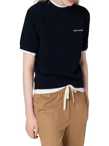 Miu Miu Women's Cashmere Crew-Neck Sweater - Blue - Size 12 | Thumbnail 3