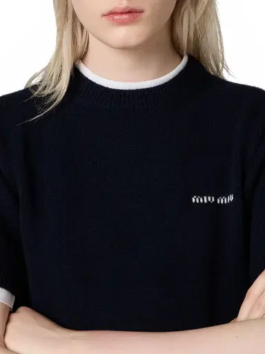 Miu Miu Women's Cashmere Crew-Neck Sweater - Blue - Size 12 | Thumbnail 5