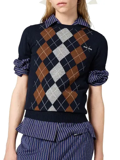 Miu Miu Women's Cashmere Crew Neck Sweater - Blue - Size 6 | Thumbnail 2