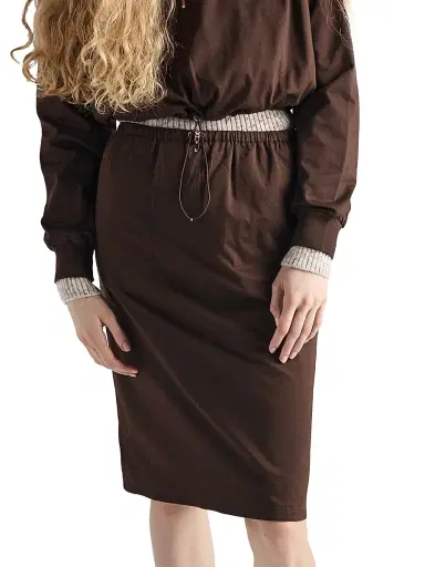 Prada Women's Reversible Cotton Jersey and Re-Nylon Skirt - Brown - Size Medium | Thumbnail 3