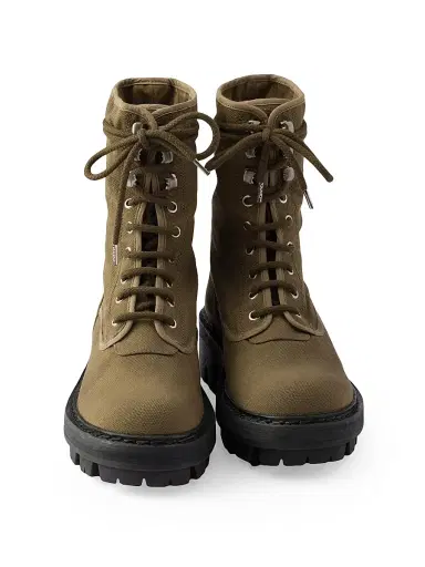 Prada Women's Canvas Lace-Up Ankle Boots - Khaki Green | Thumbnail 2 Prada Women's Canvas Lace-Up Ankle Boots - Khaki Green | Thumbnail 2