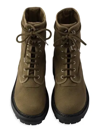 Prada Women's Canvas Lace-Up Ankle Boots - Khaki Green | Thumbnail 4 Prada Women's Canvas Lace-Up Ankle Boots - Khaki Green | Thumbnail 4